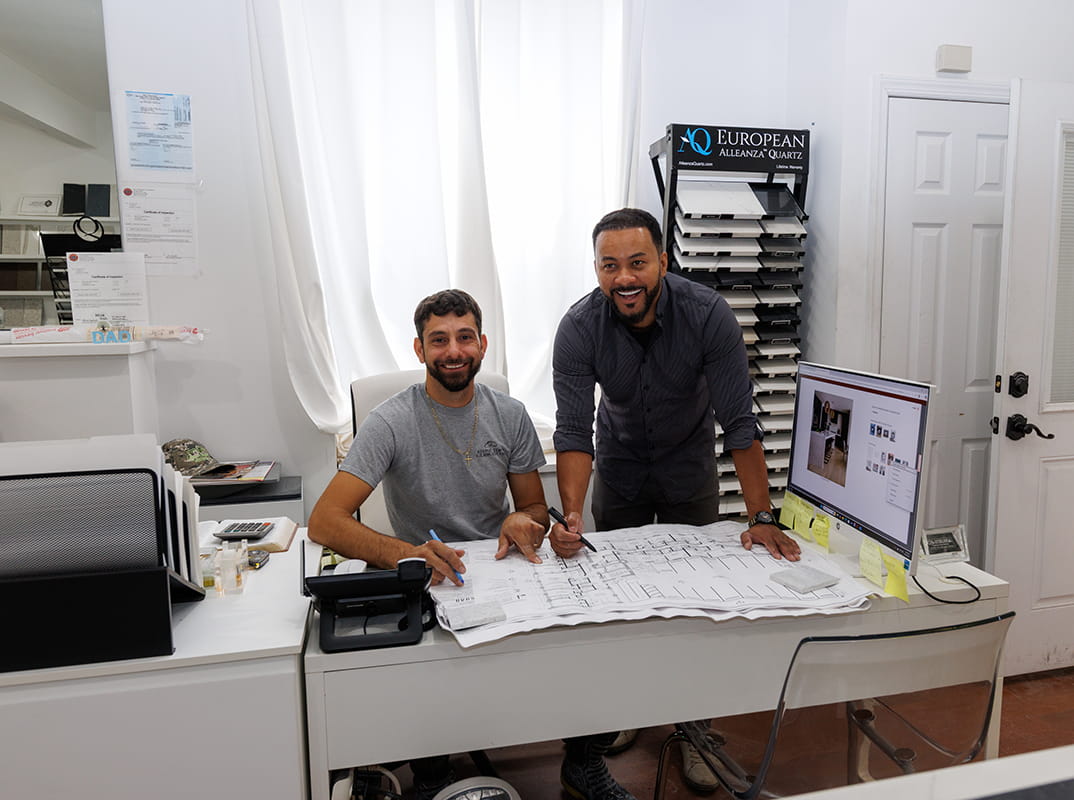 Beautiful custom stone countertop fabrication and installation in a New Jersey kitchen by Stone Top & Glass Studio