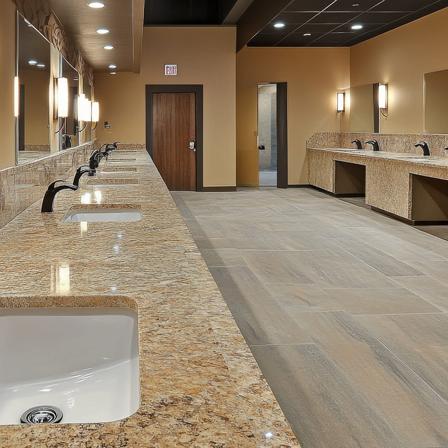 Commercial kitchen and bathroom countertops fabricated and installed in New Jersey using granite, quartzite, marble, and quartz