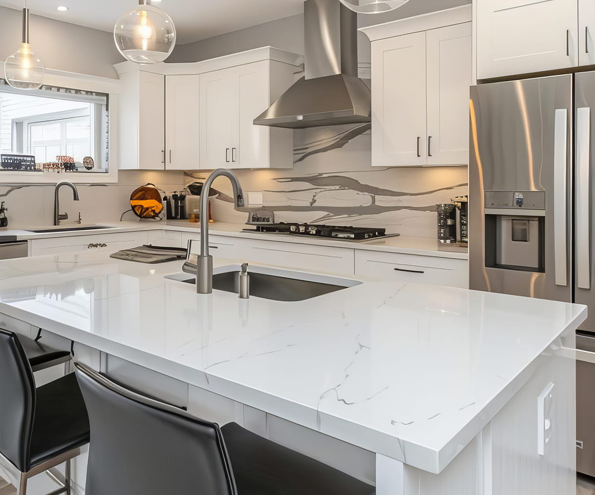 Custom stone bathroom and kitchen countertop fabrication and installation in Livingston, New Jersey