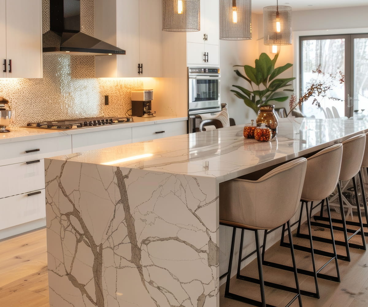 Custom stone bathroom and kitchen countertop fabrication and installation in Newark, New Jersey