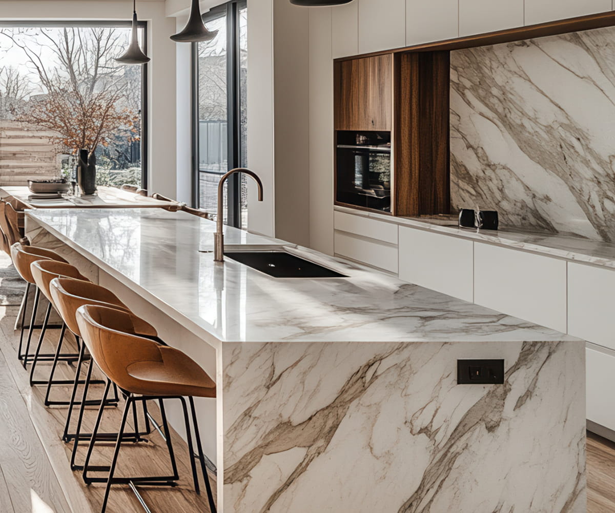 Custom stone bathroom and kitchen countertop fabrication and installation in Paramus, New Jersey