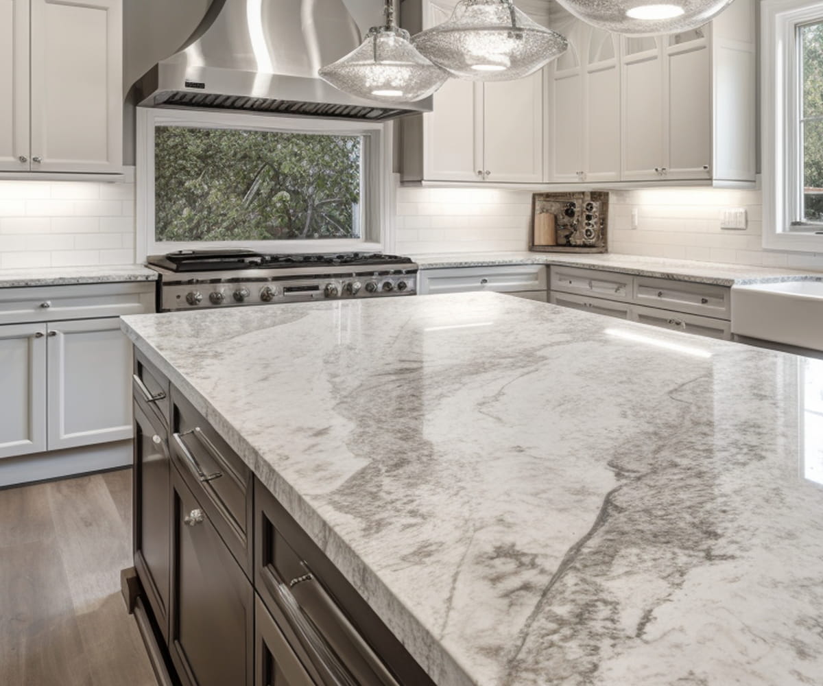 Custom stone bathroom and kitchen countertop fabrication and installation in Summit, New Jersey