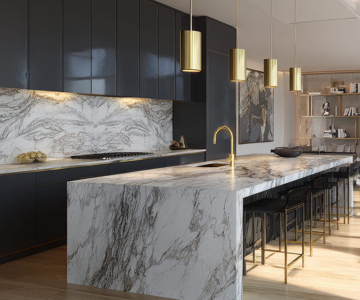 Custom stone bathroom and kitchen countertop fabrication and installation in Teaneck, New Jersey