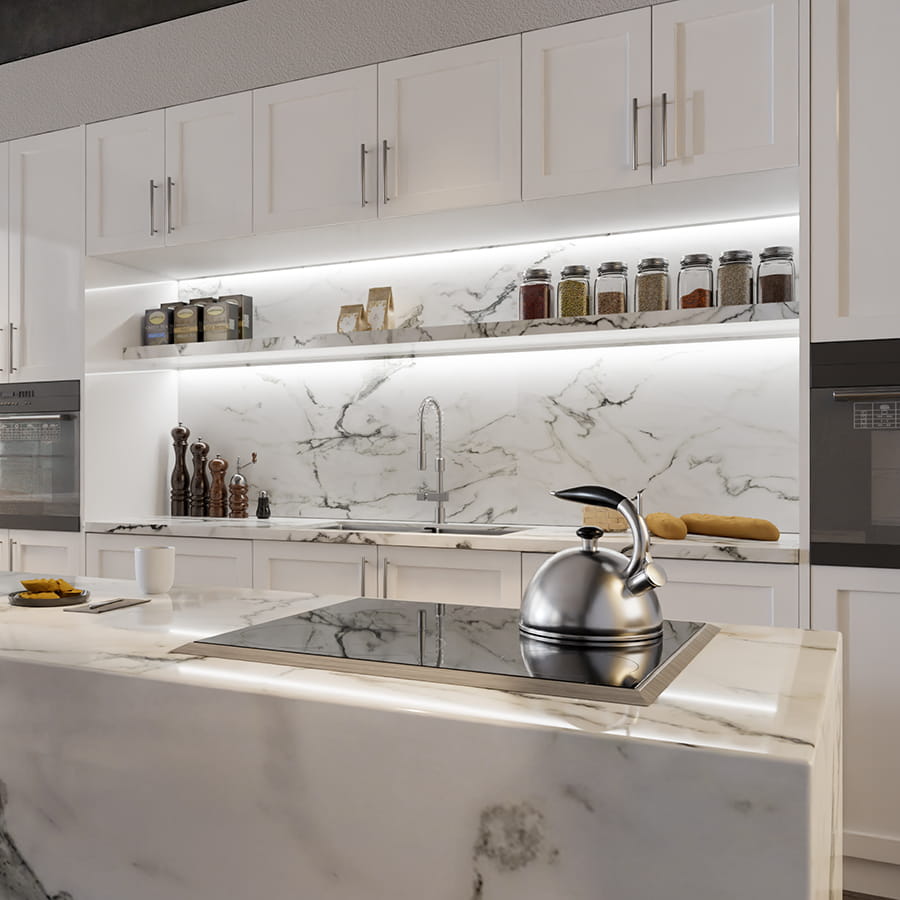 Natural stone shower bench fabricated from granite, quartzite, marble, or quartz, custom designed and installed by Stone Top & Glass Studio in New Jersey