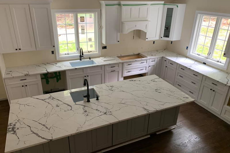 Custom granite kitchen countertops installed in a modern New Jersey home by Stone Top & Glass Studio